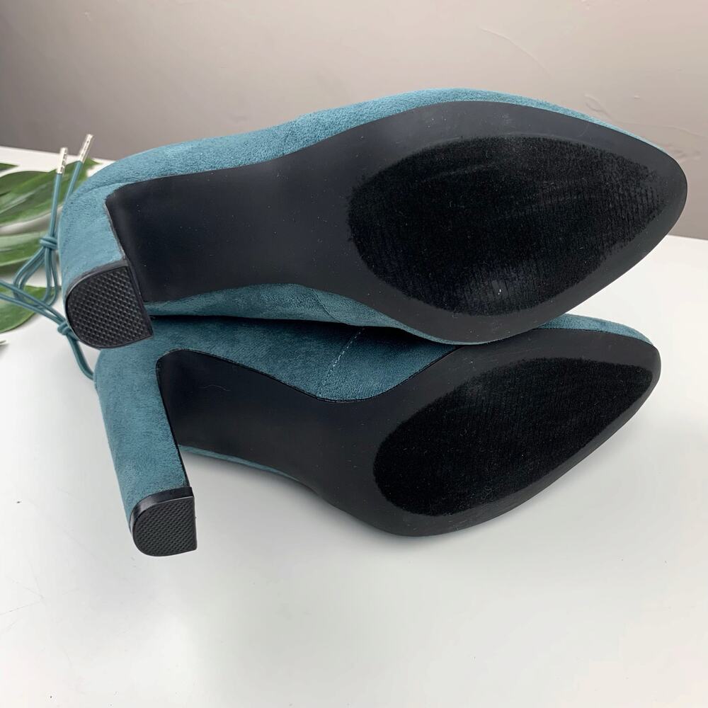 JF JustFab Jesyna Ankle Boots Heeled Blue Faux Suede Women's 8 - Picture 10 of 11